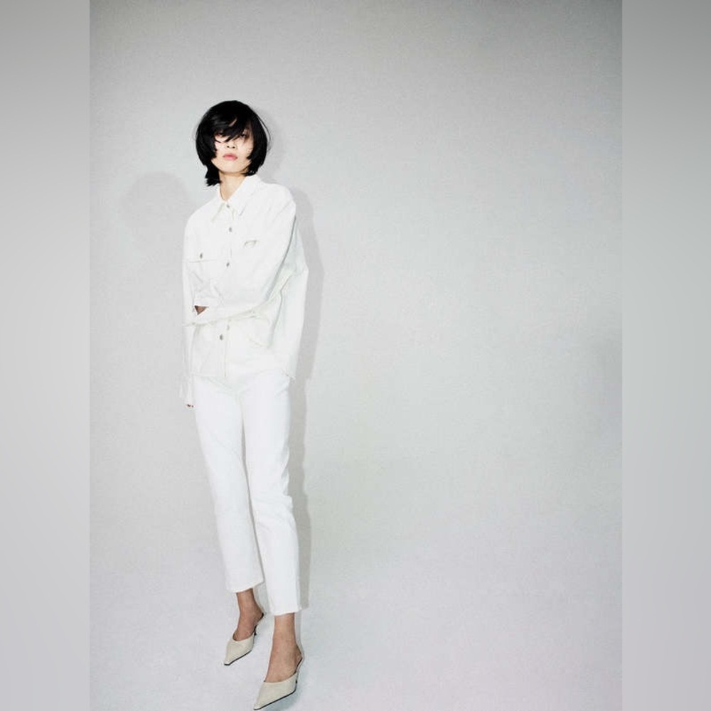 Agolde Riley Long High Rise Straight Leg Jeans With Raw Hem In Sour Cream Color
